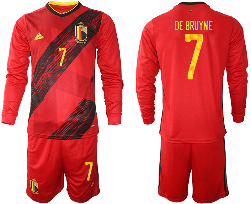 Cheap Men 2021 European Cup Belgium home Long sleeve 7 soccer jerseys